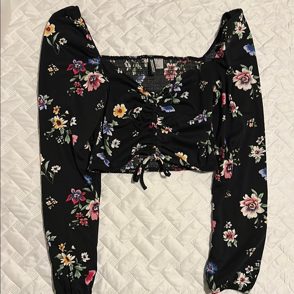 Floral Black Women's Crop Top